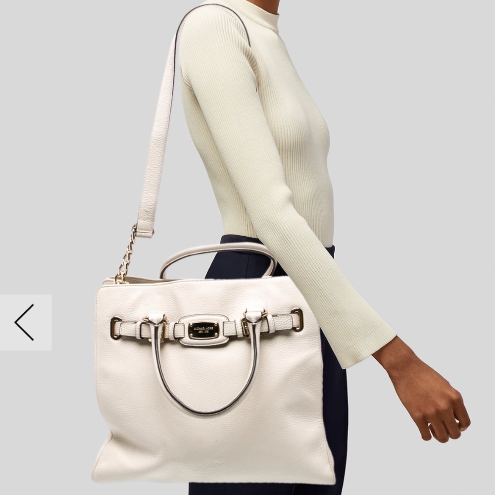 Michael Kors Hamilton Large cream leather satchel Bag with dust bad